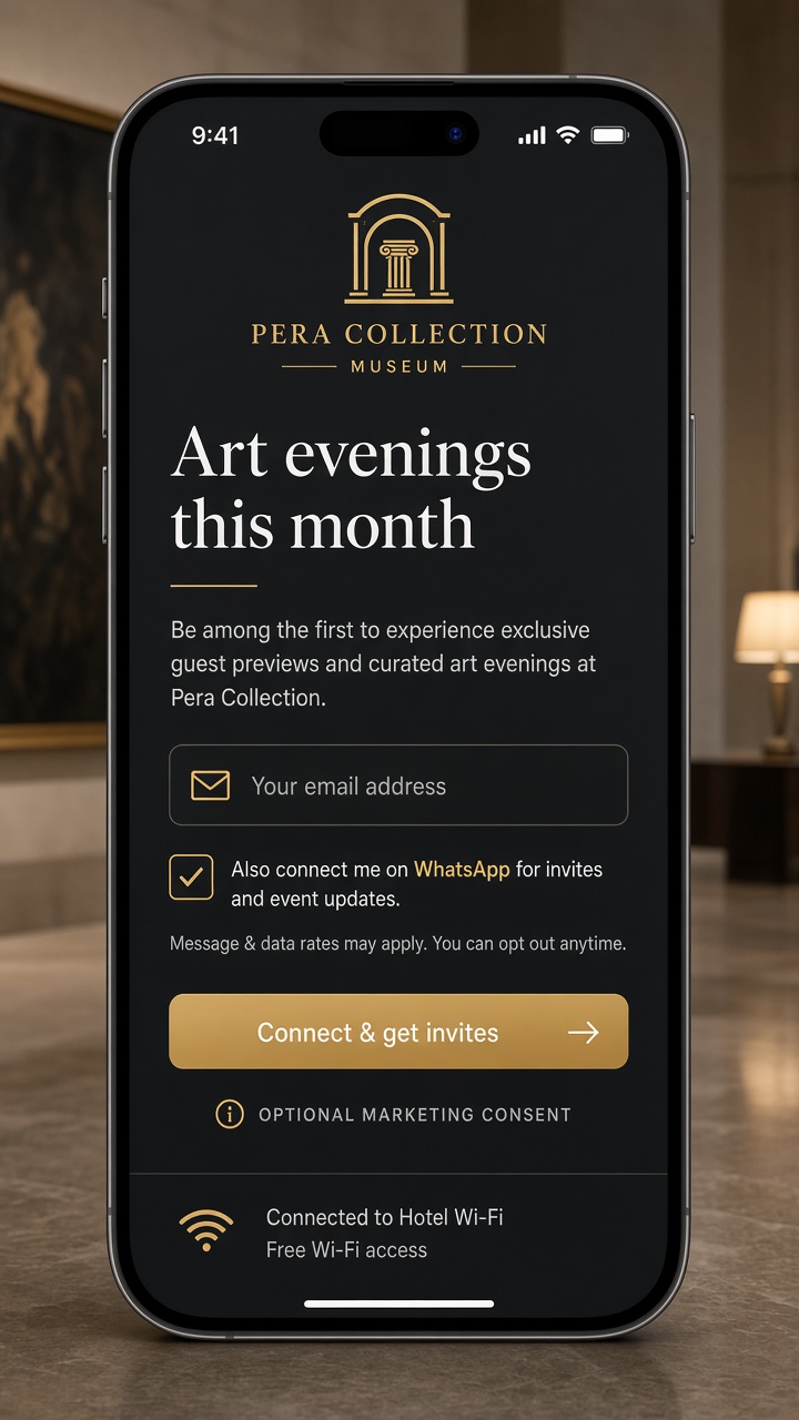 Pera Collection opt-in portal örneği